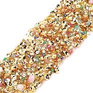Hotfix Rhinestone, with Chip Stone, Sequins Beads, Acrylic Imitation Pearl and Rhinestone Trimming, Crystal Glass Sewing Trim Rhinestone Tape, Costume Accessories, Gold, 37mm(DIY-B011-03)