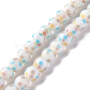 Handmade Lampwork Beads Strands, Round with Polka Dot Pattern, Colorful, 10mm, Hole: 1.4mm, about 40pcs/strand, 15.16 inch(38.5cm)(LAMP-D015-11C)