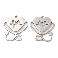 304 Stainless Steel Pendants, Stethoscope Charm, Stainless Steel Color, 17x16x1mm, Hole: 1.2mm(STAS-L020-020P)