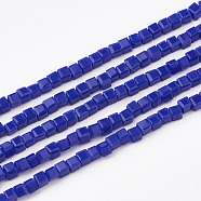 Opaque Color Glass Beads Strands, Faceted, Cube, Blue, 2~2.5x2~2.5x2~2.5mm, Hole: 0.5mm, 195~200pcs/strand, 17.7 inch~18.8 inch(X-GLAA-S178-09B)