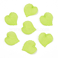 Transparent Frosted Acrylic Leaf Charms, Yellow Green, 16x15x2.5mm, Hole: 1.4mm(FACR-ZX003-01B)