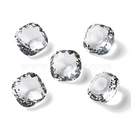 Transparent Glass Rhinestone Cabochons, Faceted, Pointed Back, Square, Clear, 10x10x6.5mm(RGLA-B003-09A-10)