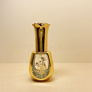 Rose Pattern Glass Pump Spray Bottles, Perfume Refillable Bottle, Golden, Capacity: 10ml(0.34fl. oz)(BOTT-PW0010-009)