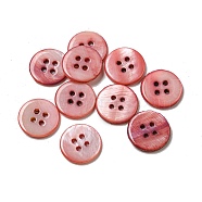 Freshwater Shell Buttons, 4-Hole, Flat Round, Salmon, 14x1.7~2.2mm, Hole: 1.6mm(SHEL-C005-02A)