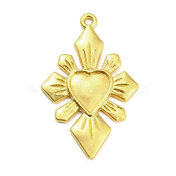 Alloy Rhinestone Settings Pendant, Heart, Golden, 40x25.5x2.5mm, Hole: 1.8mm(PALLOY-H132-02G-11)