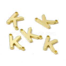 Rack Plating Brass Letter Connector Charms, for Personalized Name Necklace Making, Real 18K Gold Plated, Long-Lasting Plated, Cadmium Free & Nickel Free & Lead Free, Letter.K, 13x9.5x1.5mm, Hole: 1mm(KK-C007-38G-K)