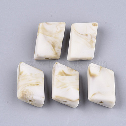 Rubberized Style Acrylic Beads, Parallelogram, Linen, 27x19x12mm, Hole: 2.5mm(X-OACR-T011-119)