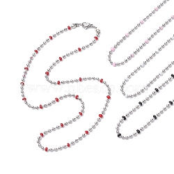 304 Stainless Steel Enamel Ball Chains Necklaces for Women, Mixed Color, 15.94 inch(40.5cm)(NJEW-JN04542)