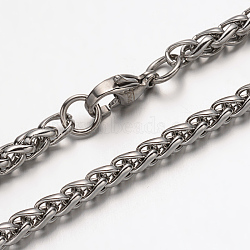 304 Stainless Steel Rope Chain Necklaces, with Lobster Claw Clasps, Stainless Steel Color, 23.6 inch(59.9cm)x3.8mm(NJEW-N0036-04P)