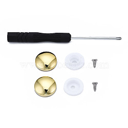 DIY Clothing Button Accessories Set, 6Pcs Stainless Steel Craft Solid Screw Rivet, with Plastic, 1Pc Iron Cross Head Screwdriver, with Plastic Handles, Flat Round, Golden, 16x15mm(FIND-T066-04B-G)