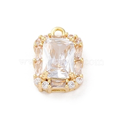 Brass Micro Pave Clear Cubic Zirconia Pendants, Mixed Shape Charms, Rectangle, 14x10x5mm, Hole: 1.4mm(KK-Z084-09G-02)