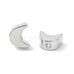 Brass Beads, Moon, Platinum, 7x5.5x3mm, Hole: 1mm(KK-D251-02P)