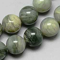 Natural Green Line Jasper Beads Strands, Round, 12mm, Hole: 1mm, about 33pcs/strand, 15.7 inch(G-P062-72)