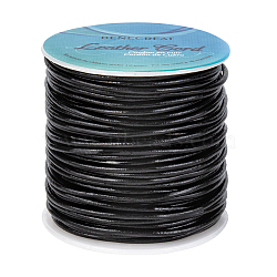 Leather Jewelry Cord, Jewelry DIY Making Material, with Spool, Black, 2mm, about 30yards/roll(WL-BC0001-2.0mm-01)