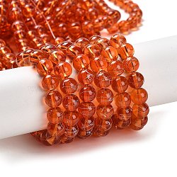 Drawbench Transparent Glass Beads Strands, Spray Painted, Round, Chocolate, 8mm, Hole: 1.3~1.6mm, 31.4 inch(GLAD-Q012-8mm-13)