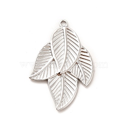 Non-Tarnish 304 Stainless Steel Pendants, Leaf Charms, Stainless Steel Color, 32x21.5x1.5mm, Hole: 1.6mm(STAS-F282-17P)