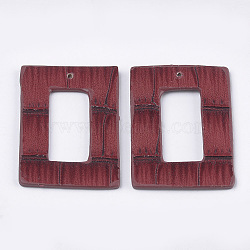 PU Leather Pendants, Rectangle, FireBrick, 43x28.5x1.5mm, Hole: 1.5mm(FIND-S299-02B)
