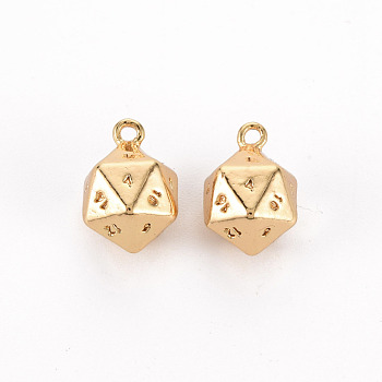 Brass Charms, Nickel Free, Polygon, Real 18K Gold Plated, 12.5x9x9mm, Hole: 1.2mm