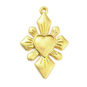 Alloy Rhinestone Settings Pendant, Heart, Golden, 40x25.5x2.5mm, Hole: 1.8mm