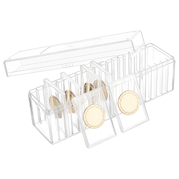 Transparent Plastic Commemorative Coin Display Box, Coin Protective Case, Rectangular, Clear, 26x7.1x9.85cm