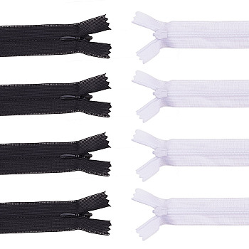 Garment Accessories, Nylon Zipper, Zip-fastener Components, Black & White, 40x2.5cm, 25pcs/color, 50pcs/set