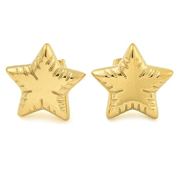 Ion Plating(IP) 304 Stainless Steel Stud Earrings for Women, Star, Golden, 14.5x15mm