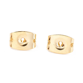 Rack Plating Brass Friction Ear Nuts, Long-Lasting Plated, Real 18K Gold Plated, 6x4x3.5mm, Hole: 1mm