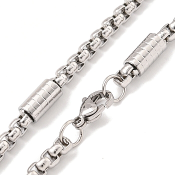 304 Stainless Steel Box Chain Necklaces, Stainless Steel Color, 18.94x0.16 inch(48.1x0.4cm)
