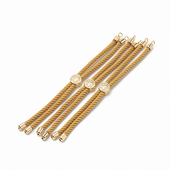 Nylon Twisted Cord Bracelet Making, Slider Bracelet Making, with Brass Findings, Golden, Goldenrod, 8.7 inch~9.3 inch(22.2cm~23.8cm), 3mm, hole: 1.5mm
