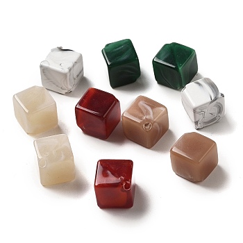 Opaque Acrylic Beads, Square, Mixed Color, 13.5x13.5x10mm, Hole: 2mm, about 467pcs/500g