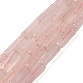 Natural Rose Quartz Beads Strands, Column, 13~14x4~4.5mm, Hole: 1.2mm, about 14pcs/strand, 7.48''(19cm)