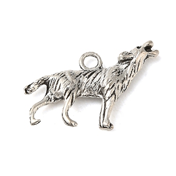 Alloy Howling Wolf Pendants, Antique Silver Color, Wolf, about 27mm wide, 19mm long, hole: 2mm