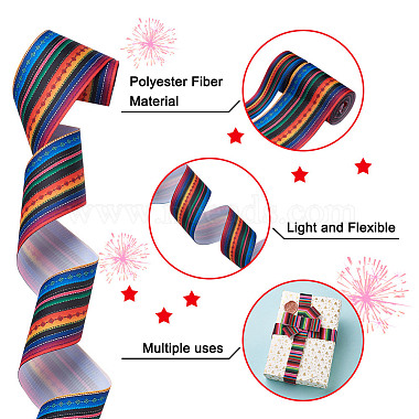 2Rolls 2 Styles Stripe Pattern Printed Polyester Grosgrain Ribbon(OCOR-TA0001-37K)-4