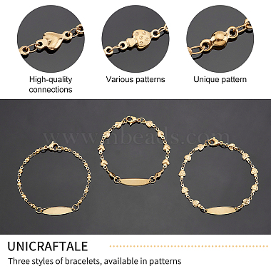 Unicraftale 3Pcs 3 Style 304 Stainless Steel Oval Link Bracelets Set for Women(BJEW-UN0001-24)-4
