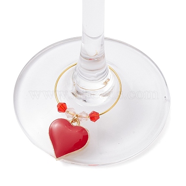 Подвески для бокалов для вина с эмалью на День святого Валентина(AJEW-JO00207)-3