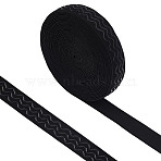 10 Yards Flat Polyester & Spandex Non-Slip Elastic Cord, Silicone Gripper Elastic Band, Garment Accessories, Black, 30mm(OCOR-HY0001-45)