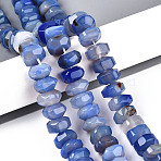 Natural Agate Beads Strands, Dyed, Faceted, Rondelle, Cornflower Blue, 11~18x11~18x8~10mm, Hole: 1.2mm, about 40~41pcs/strand, 14.57~14.96 inch(37~38cm)(G-N356-01A-15)