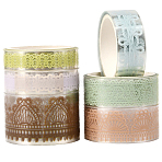 1Bag Lace Patterns PET Floral Decorative Tape Set, for DIY Craft, Scrapbook, DIY, Gift Wrapping, Journal, Mixed Color, 8~28.5mm, 6rolls/bag(AJEW-SP0002-74B)