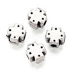 Tibetan Style Alloy Beads, Cross, Antique Silver, 6.5x6.5x4.5mm, Hole: 2mm, about 1666pcs/1000g(PALLOY-T093-35AS)