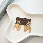 Baking Paint Iron Dangle Earrings, Fish, Platinum, Gold, 66x31mm(WGA271E-01)