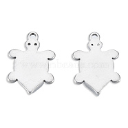 201 Stainless Steel Charms, Turtle, Stainless Steel Color, 15x10x1mm, Hole: 1.2mm(STAS-N098-125P)