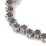 Tibetan Style Flower Alloy Bead Strands, Lead Free & Cadmium Free, Antique Silver, 4.5x3mm, Hole: 1mm, about 45pcs/strand, 8 inch(TIBEB-O007-06-RS)