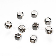 Rack Plating Brass Spacer Beads, Long-Lasting Plated, Cube, Real 18K Platinum Plated, 1.8x1.8x1.8mm, Hole: 1.2mm(KK-F801-11-P)