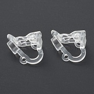 Eco-friendly Plastic Clip-on Earring Findings, for Non-Pierced Ears, Clear, 12.5x13.5x9mm, Hole: 1.2mm(KY-G013-01B)