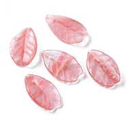 Cherry Quartz Glass Pendants, Leaf, 19.5x11.5x4mm, Hole: 0.8mm(G-F697-A02)