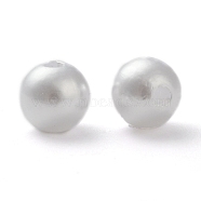 ABS Plastic Imitation Pearl Ball Beads, Round, White, 8mm, Hole: 2mm(X-MACR-A004-8mm-01)