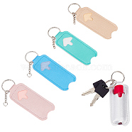 WADORN 5Pcs 5 Colors Portable PU Imitation Leather Chapstick Keychain Holder, Fashion Lipstick Storage Bag Keychain, Mixed Color, 13.5cm, 1pc/color(AJEW-WR0001-37)