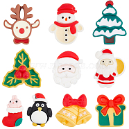 40Pcs 10 Styles Christmas Theme Opaque Resin Cabochons, Santa Claus & Christmas Sock & Deer, Mixed Shapes, Mixed Color, 20.5~28.5x12~26x6~8mm, 4pcs/style(CRES-SC0002-56)