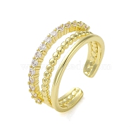 Brass with Cubic Zirconia Rings, Real 18K Gold Plated, Double Layer, Real 18K Gold Plated, Inner Diameter: 18mm(RJEW-B057-09G)
