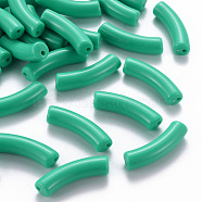 Opaque Acrylic Beads, Curved Tube, Light Sea Green, 32x9.5x8mm, Hole: 1.8mm, about 330pcs/500g(MACR-S372-002B-S035)